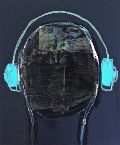 Headphones 2, 2012, technique mixte sur bois, 43 x 35,5 cm (vendu-sold)