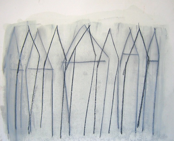 House series (1), 2010, conté et huile sur bois, 35,5 x 43cm (vendu-sold)