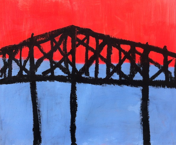 Bridge series (2), 2014, acrylique et pastel à huile sur papier, 35,5 x 46 cm