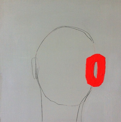 Head painting 24, 2014, crayon hb et acrylique sur bois, 40,5 x 40,5 cm (vendu-sold)