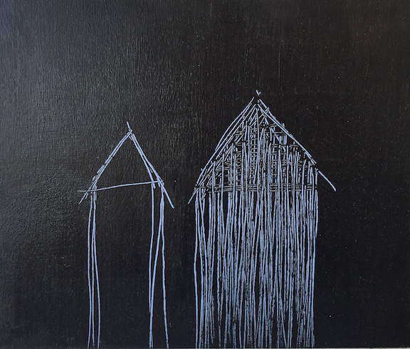House #2, 2016, acrylique et huile sur bois, 30 x 30 cm