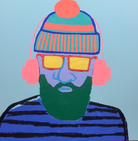 Beard man #4, 2018, acrylic and oil stick on canvas, 92 x 92 cm (vend/sold)