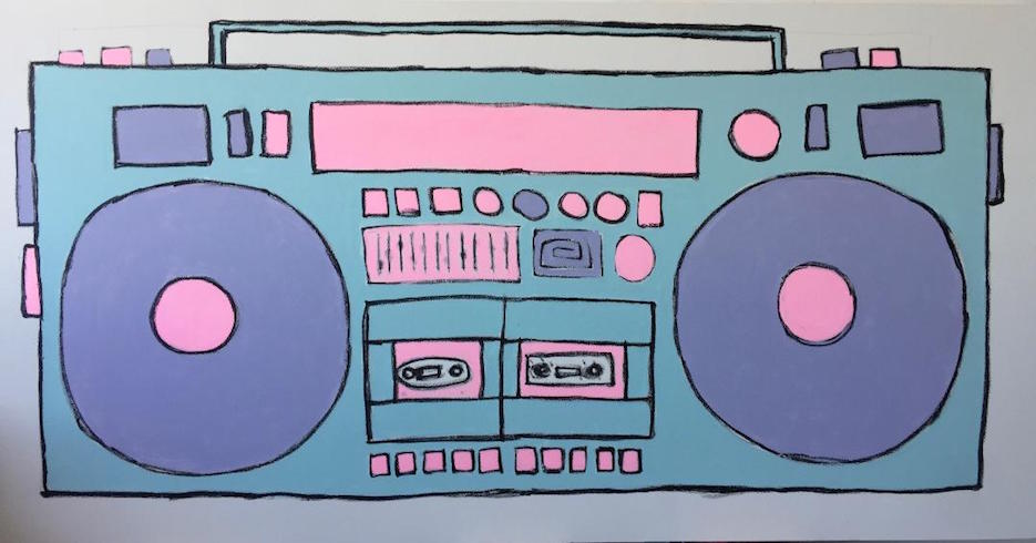 Ghetto blaster #3, 2019, oil stick and acrylic on canvas, 152 cm x 365 cm