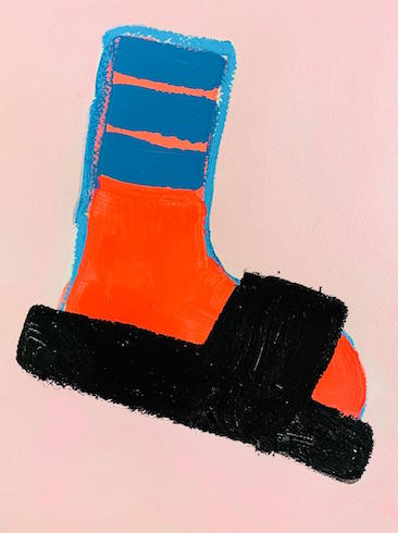 Socks series, 2019, oil sticks and acrylic on paper, 30 cm x 23 cm