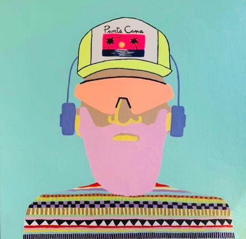 Beardman 12, 2023, acrylic and oil stick on canvas, 94 x 94 cm