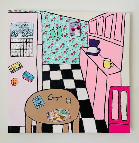 Room 4, 2024, acrylic and oil sticks on canvas, 92 x 92 cm
